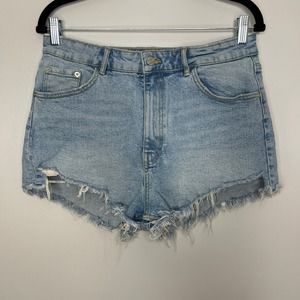 Zara Denim Cut-Off Shorts Womens Size 10 Zip Fly 5-Pocket Blue Jean Shorts